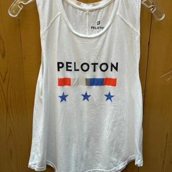 Peloton White Tank Top with Stars, Size Large - Picture 2 of 4